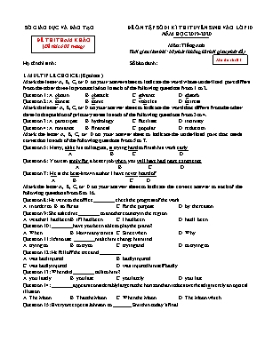 Bộ đề ôn tập thi tuyển sinh vào Lớp 10 môn Tiếng Anh - Mã đề 01 - Năm học 2019-2020